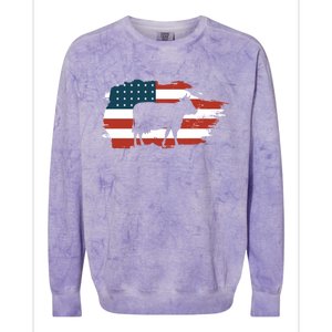 Patriotic Farmer Usa Cow Animal Lover Farm Owner Cute Gift Colorblast Crewneck Sweatshirt