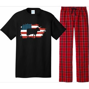 Patriotic Farmer Usa Cow Animal Lover Farm Owner Cute Gift Pajama Set