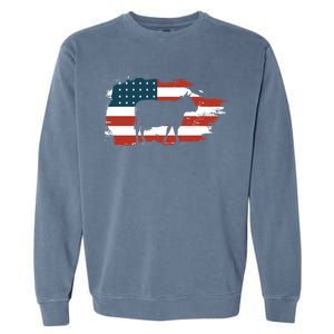 Patriotic Farmer Usa Cow Animal Lover Farm Owner Cute Gift Garment-Dyed Sweatshirt