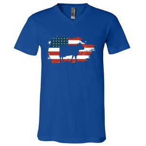 Patriotic Farmer Usa Cow Animal Lover Farm Owner Cute Gift V-Neck T-Shirt