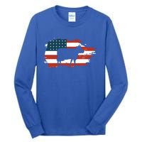 Patriotic Farmer Usa Cow Animal Lover Farm Owner Cute Gift Tall Long Sleeve T-Shirt