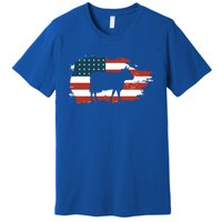 Patriotic Farmer Usa Cow Animal Lover Farm Owner Cute Gift Premium T-Shirt