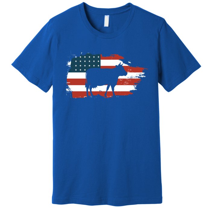 Patriotic Farmer Usa Cow Animal Lover Farm Owner Cute Gift Premium T-Shirt