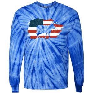 Patriotic Farmer Usa Cow Animal Lover Farm Owner Cute Gift Tie-Dye Long Sleeve Shirt