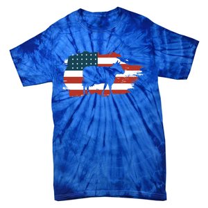 Patriotic Farmer Usa Cow Animal Lover Farm Owner Cute Gift Tie-Dye T-Shirt