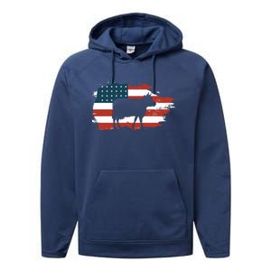 Patriotic Farmer Usa Cow Animal Lover Farm Owner Cute Gift Performance Fleece Hoodie