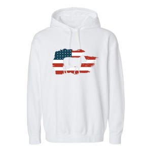 Patriotic Farmer Usa Cow Animal Lover Farm Owner Cute Gift Garment-Dyed Fleece Hoodie