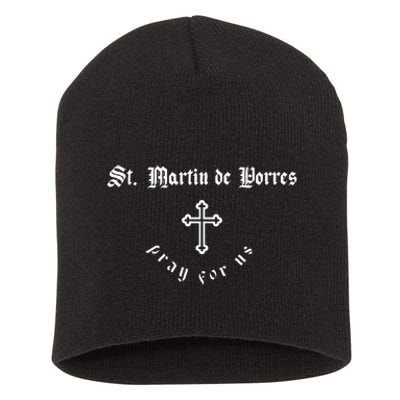 Pray For Us St. Martin De Porres P.A.T.R.O.N Saint Short Acrylic Beanie