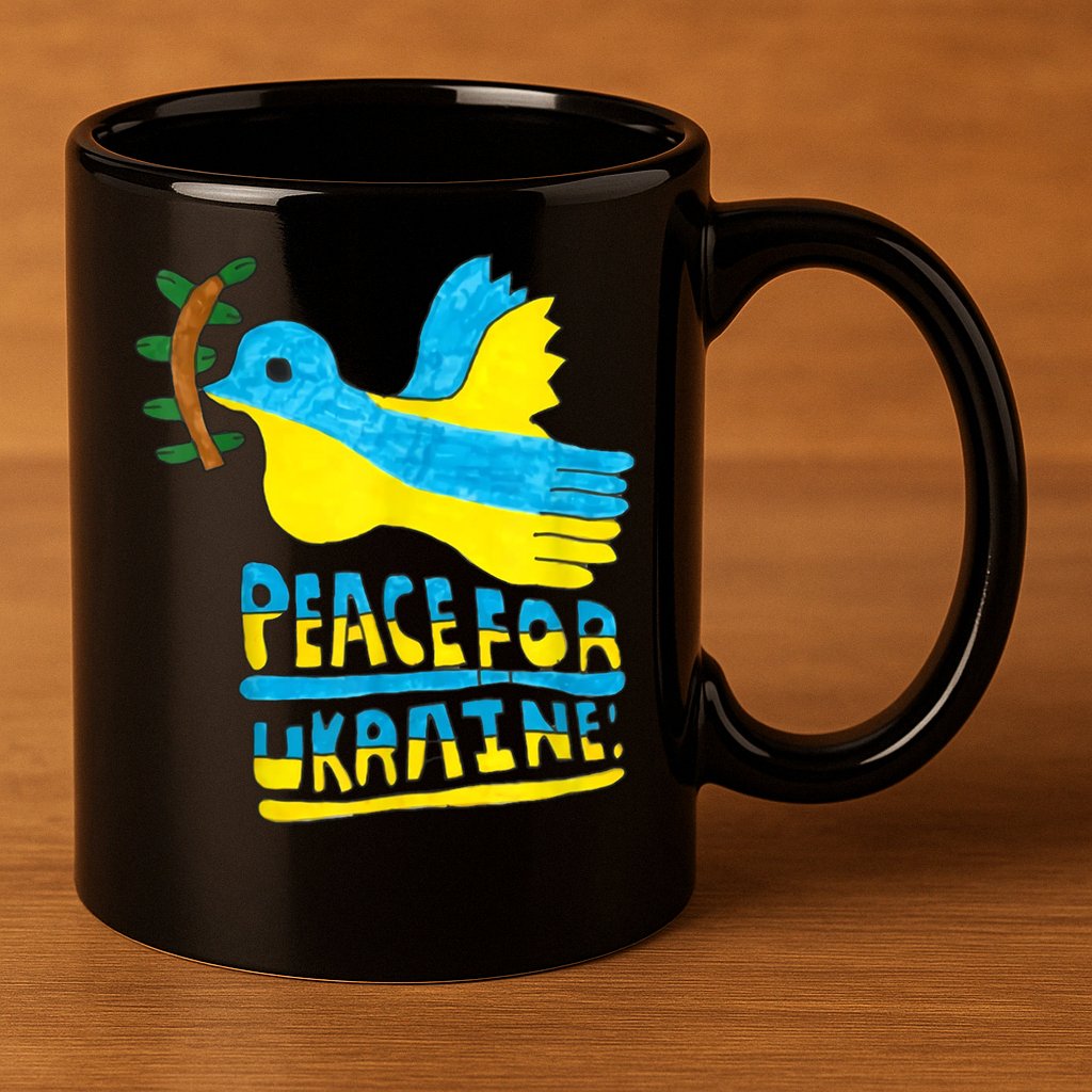 Peace For Ukraine Bird 11oz C Handle Ceramic Mug