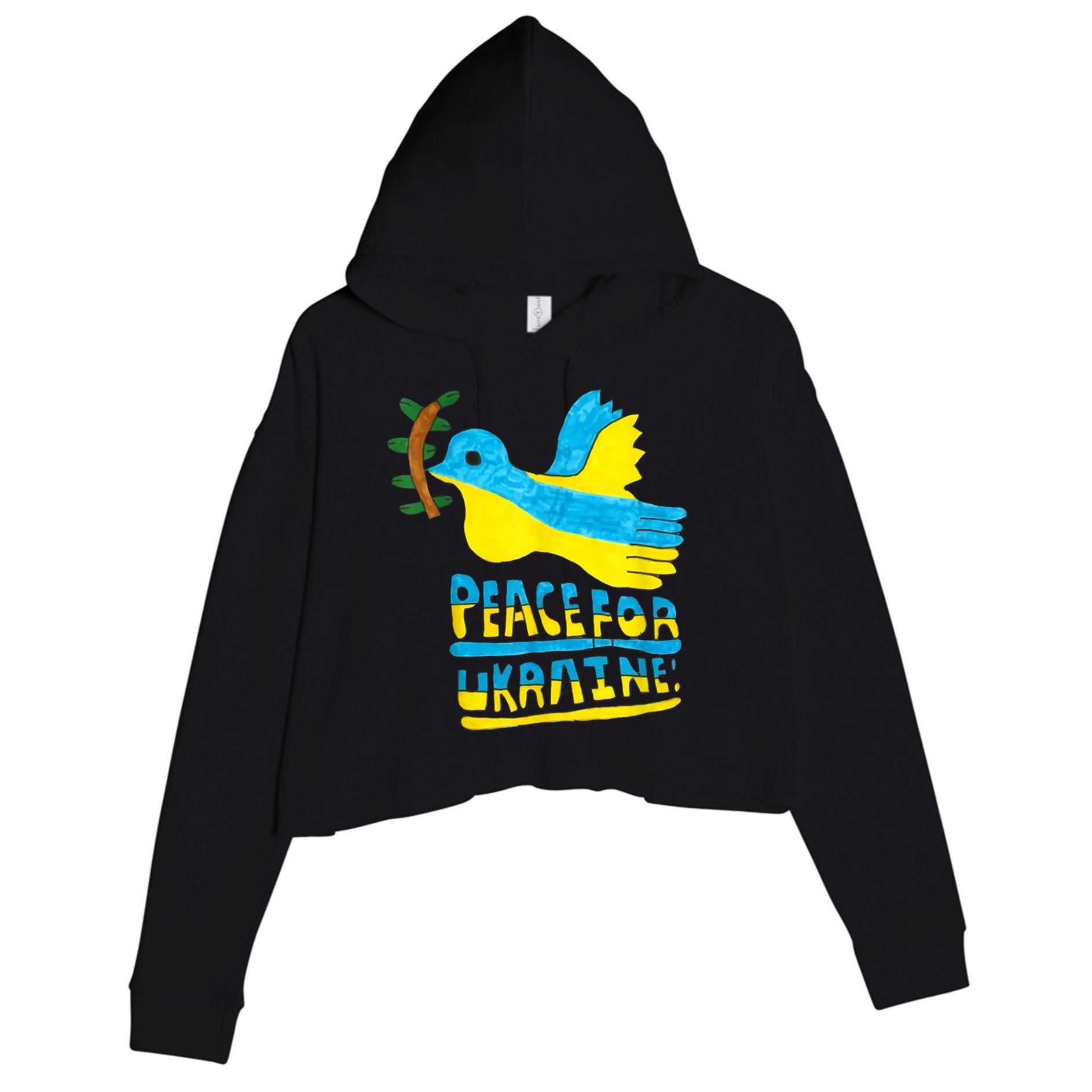Peace For Ukraine Bird Crop Fleece Hoodie