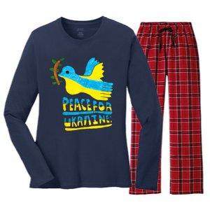 Peace For Ukraine Bird Women's Long Sleeve Flannel Pajama Set 