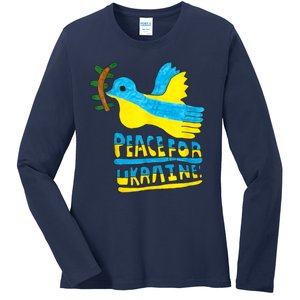 Peace For Ukraine Bird Ladies Long Sleeve Shirt