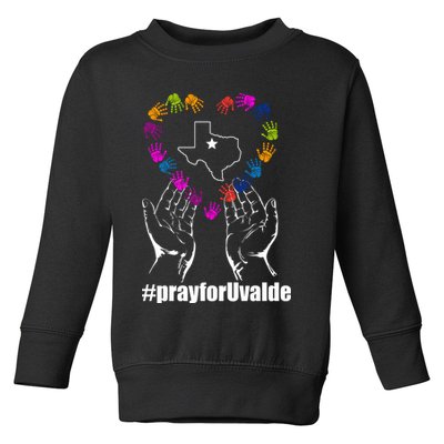 Pray For Uvalde Colorful Handprints Toddler Sweatshirt