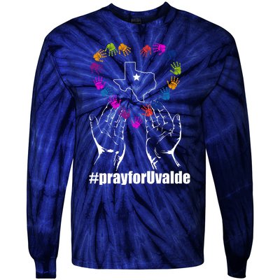 Pray For Uvalde Colorful Handprints Tie-Dye Long Sleeve Shirt