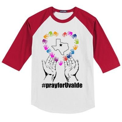 Pray For Uvalde Colorful Handprints Kids Colorblock Raglan Jersey