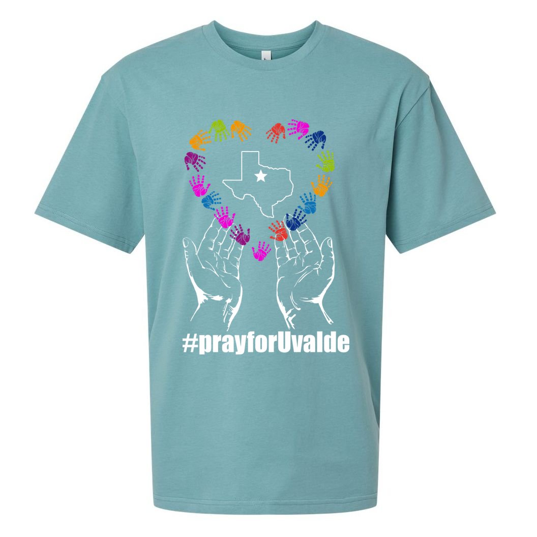 Pray For Uvalde Colorful Handprints Sueded Cloud Jersey T-Shirt