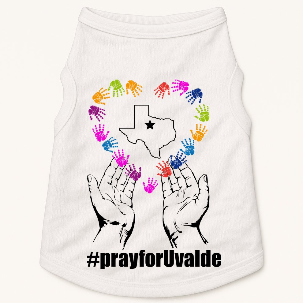 Pray For Uvalde Colorful Handprints Doggie Tank
