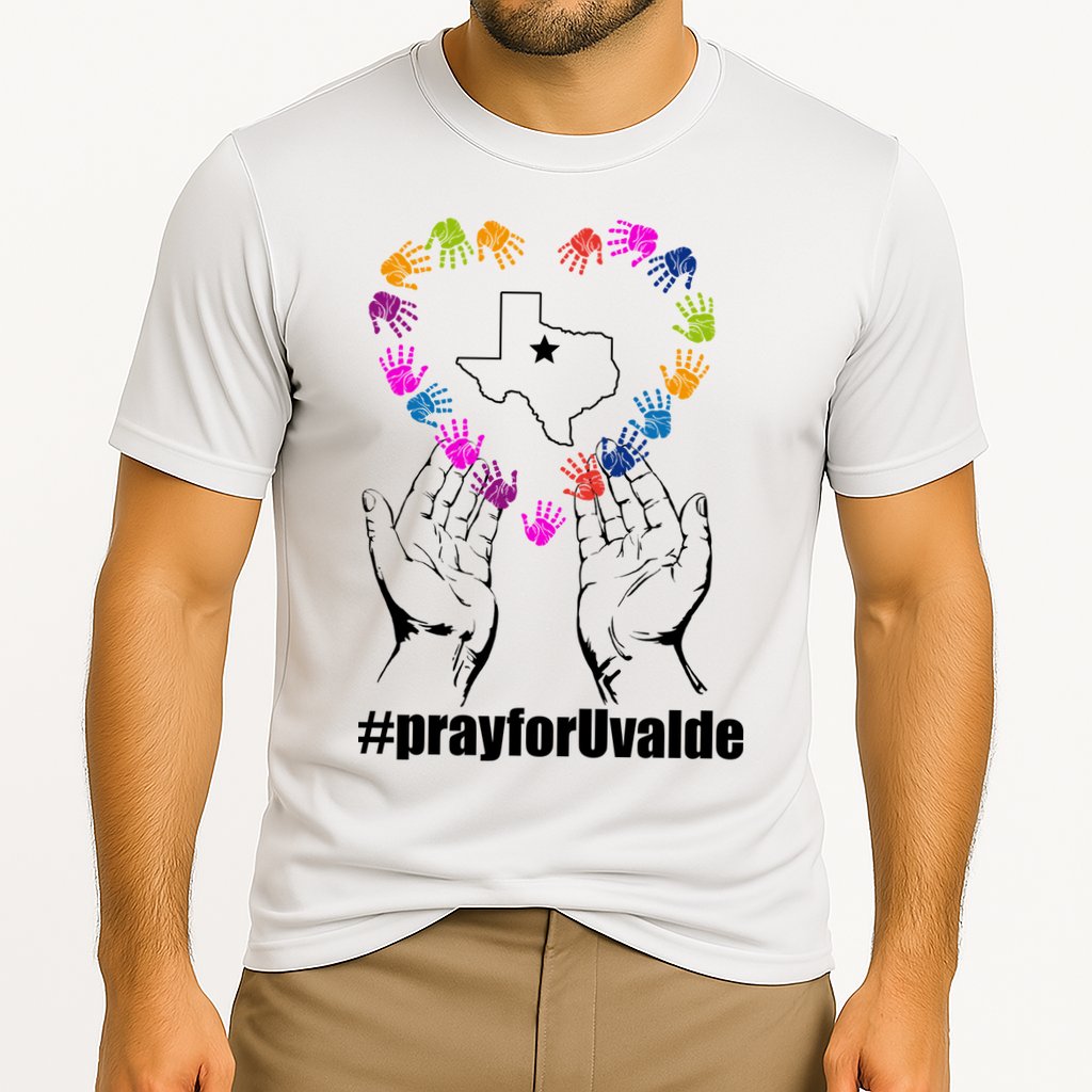 Pray For Uvalde Colorful Handprints Performance Shirt