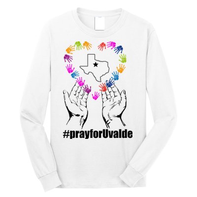 Pray For Uvalde Colorful Handprints Long Sleeve Shirt