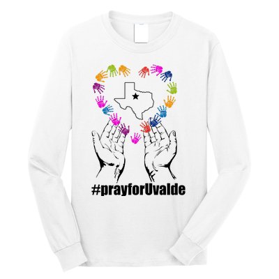 Pray For Uvalde Colorful Handprints Long Sleeve Shirt