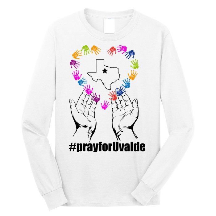 Pray For Uvalde Colorful Handprints Long Sleeve Shirt