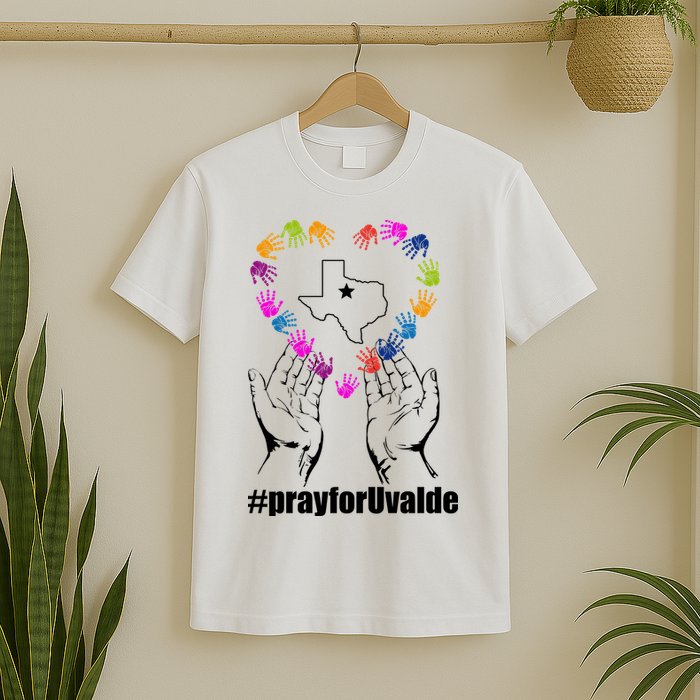 Pray For Uvalde Colorful Handprints T-Shirt