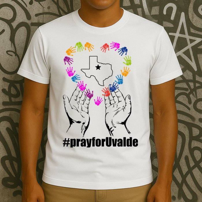 Pray For Uvalde Colorful Handprints T-Shirt
