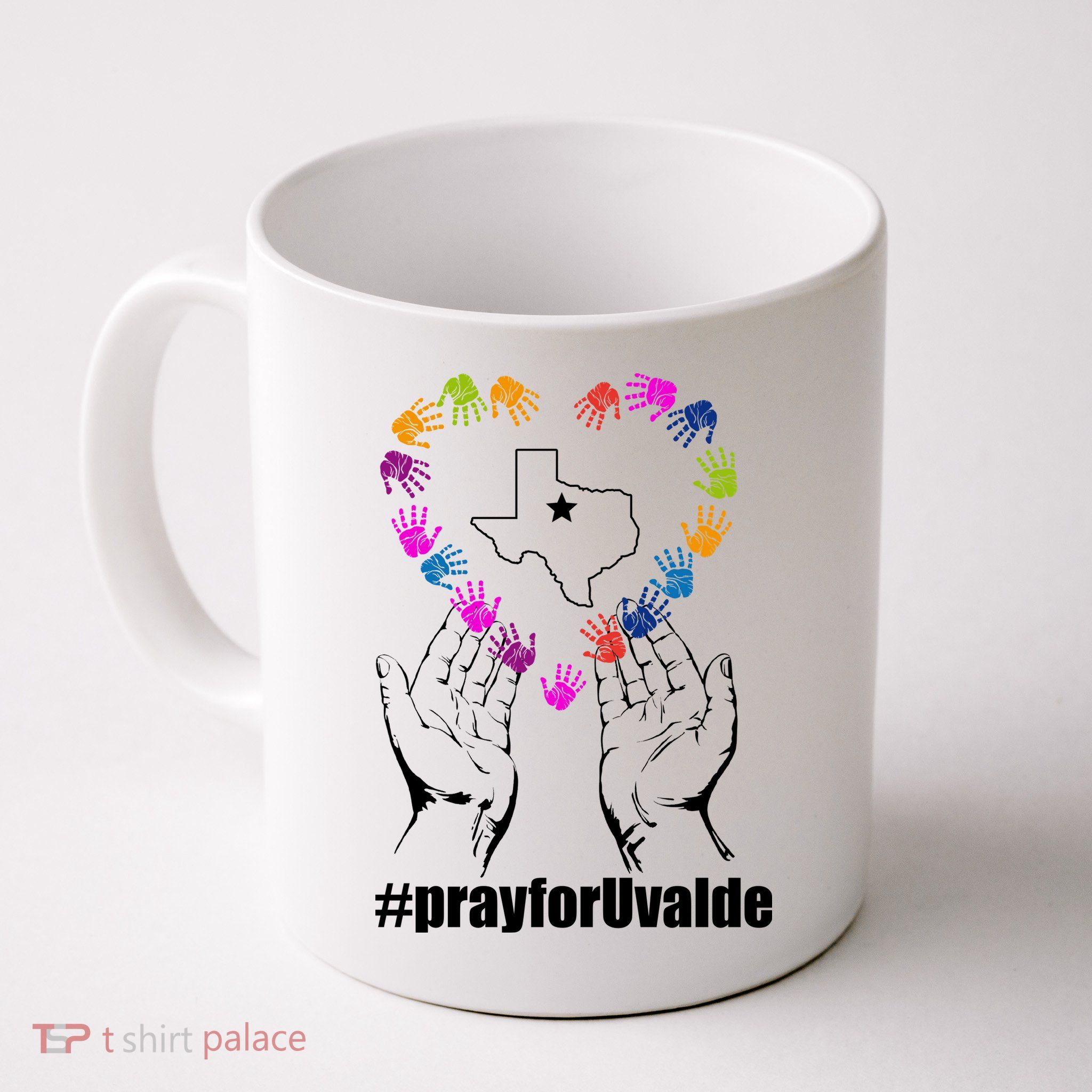 Pray For Uvalde Colorful Handprints Mug