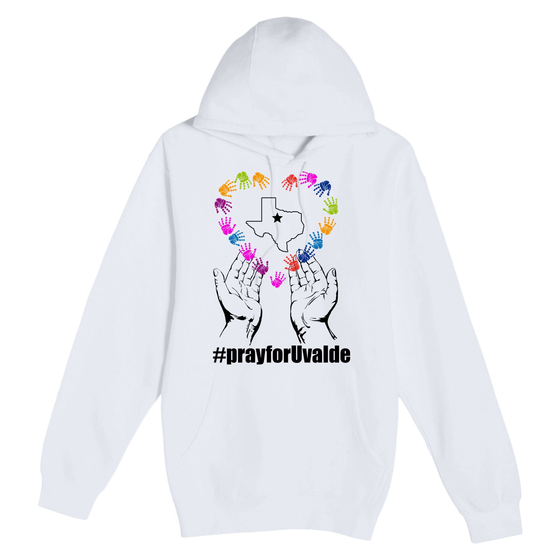 Pray For Uvalde Colorful Handprints Premium Pullover Hoodie