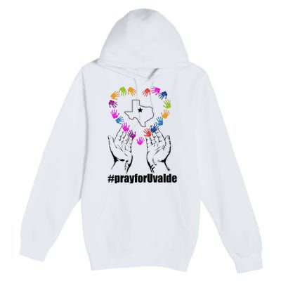 Pray For Uvalde Colorful Handprints Premium Pullover Hoodie