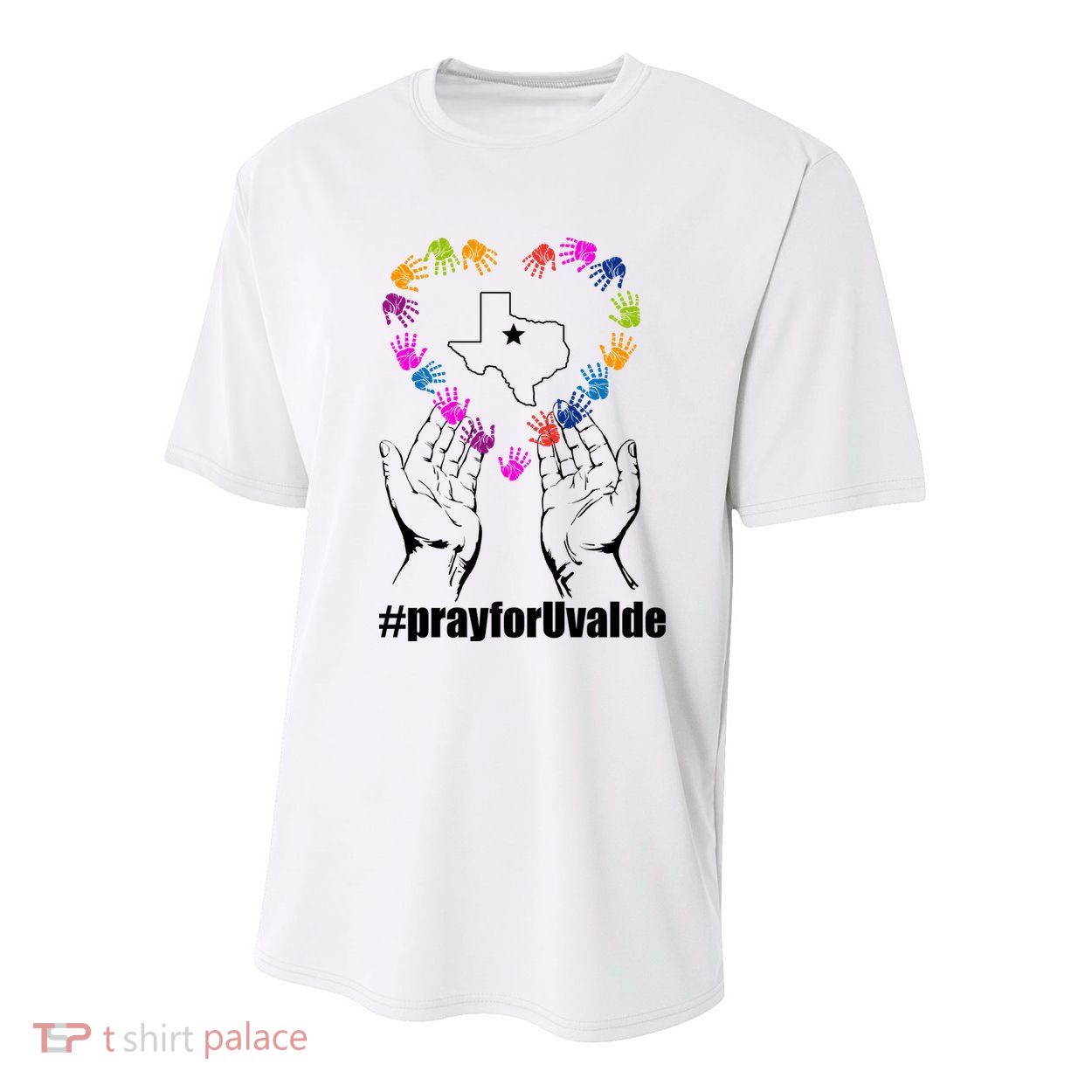 Pray For Uvalde Colorful Handprints Youth Performance Sprint T-Shirt