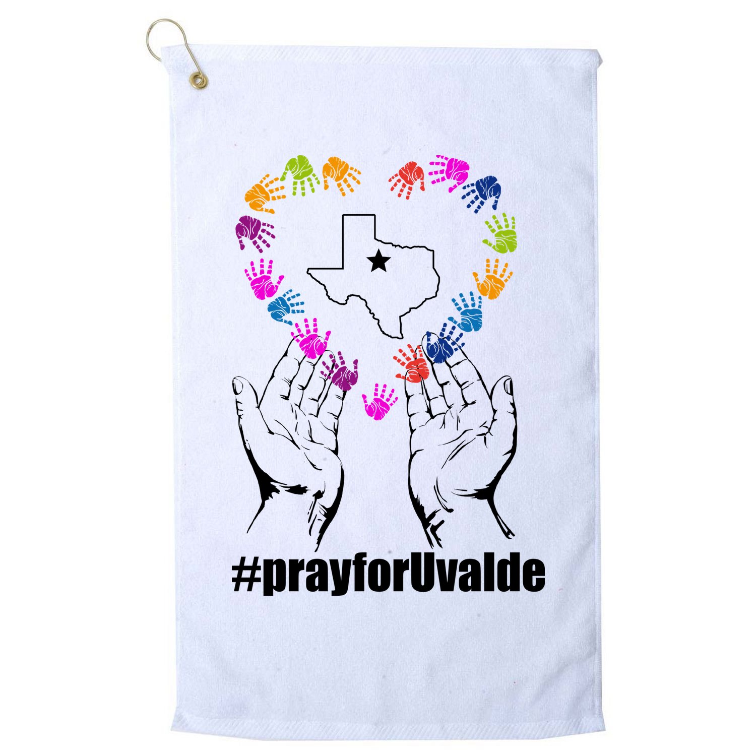 Pray For Uvalde Colorful Handprints Golf Towel