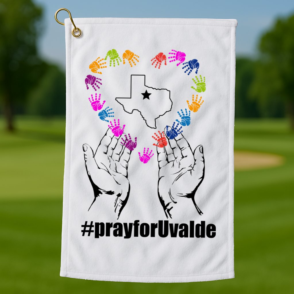 Pray For Uvalde Colorful Handprints Golf Towel