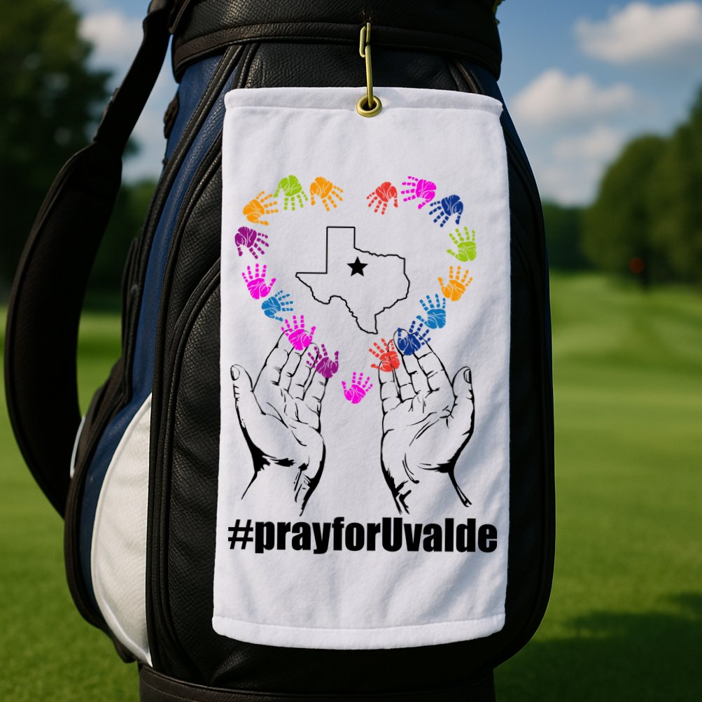 Pray For Uvalde Colorful Handprints Golf Towel