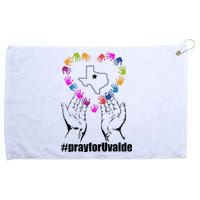 Pray For Uvalde Colorful Handprints Grommeted Golf Towel