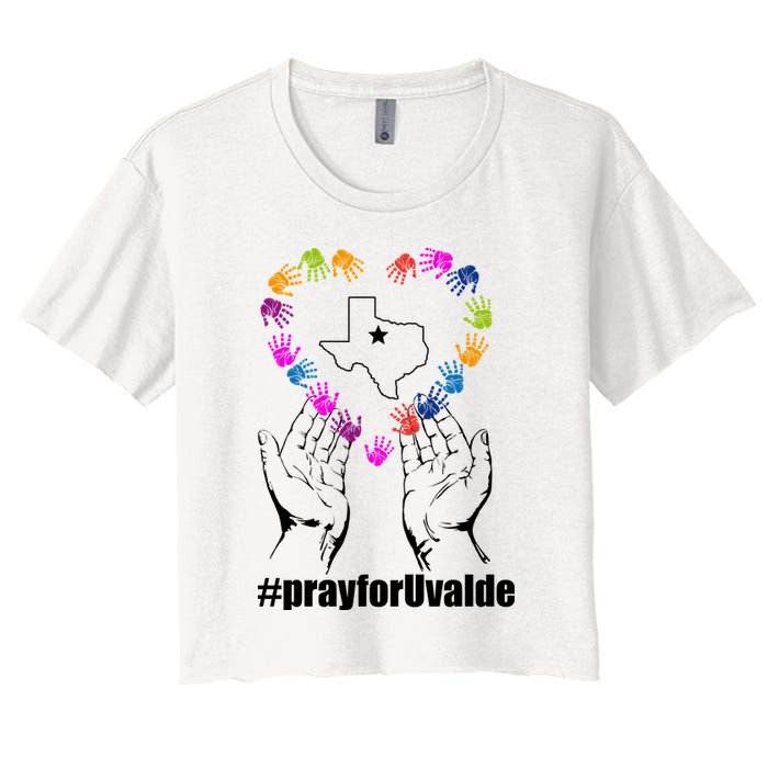 Pray For Uvalde Colorful Handprints Crop Top