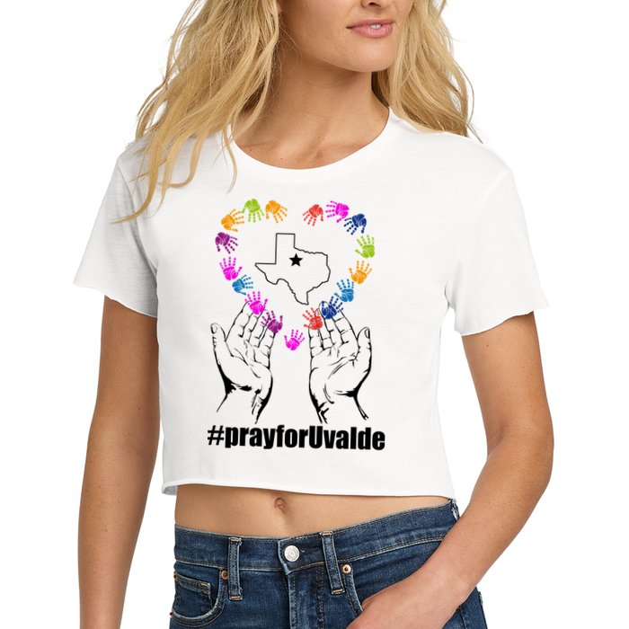 Pray For Uvalde Colorful Handprints Crop Top