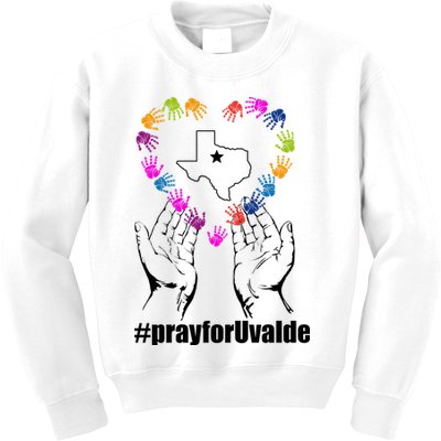 Pray For Uvalde Colorful Handprints Kids Sweatshirt