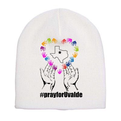 Pray For Uvalde Colorful Handprints Short Acrylic Beanie