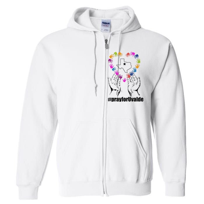 Pray For Uvalde Colorful Handprints Full Zip Hoodie