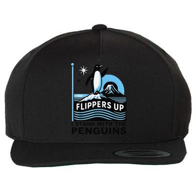 Penguin Flippers Up I Stand With The Penguins Wool Snapback Cap