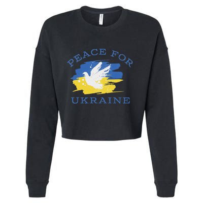 Peace For Ukraine Flag I Stand With Ukraine Support Ukraine Cropped Pullover Crew