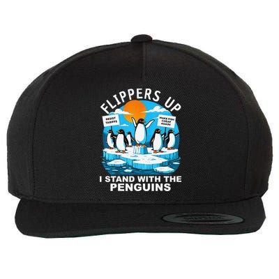 Penguin Flippers Up I Stand With The Penguins Wool Snapback Cap