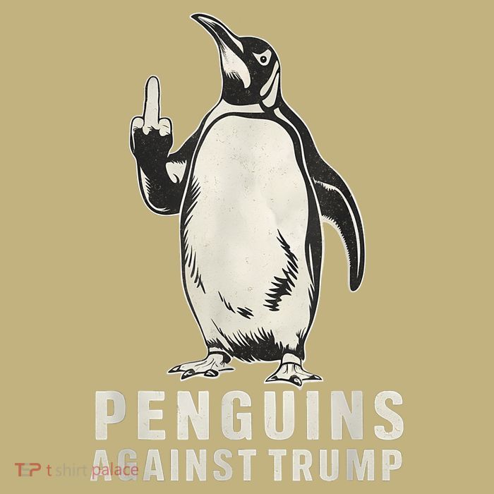 Penguin Flippers Up Middle Finger Penguins Against Trump T-Shirt