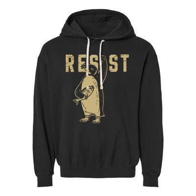Penguin Flippers Up Resist Funny Penguins Against Trump Garment-Dyed Fleece Hoodie