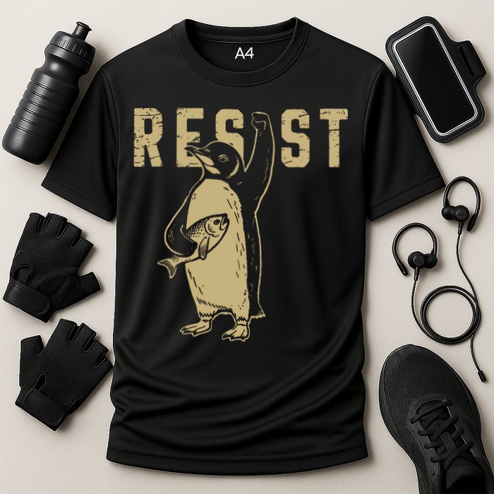 Penguin Flippers Up Resist Funny Penguins Against Trump Cooling Performance Crew T-Shirt