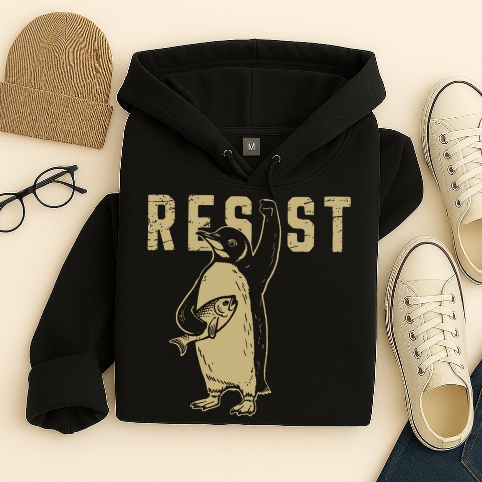 Penguin Flippers Up Resist Funny Penguins Against Trump Hoodie