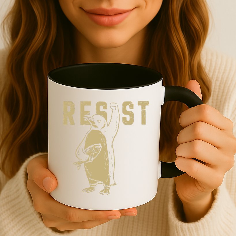 Penguin Flippers Up Resist Funny Penguins Against Trump Mug