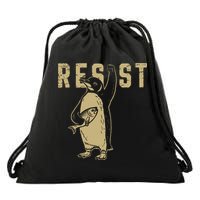Penguin Flippers Up Resist Funny Penguins Against Trump Drawstring Bag