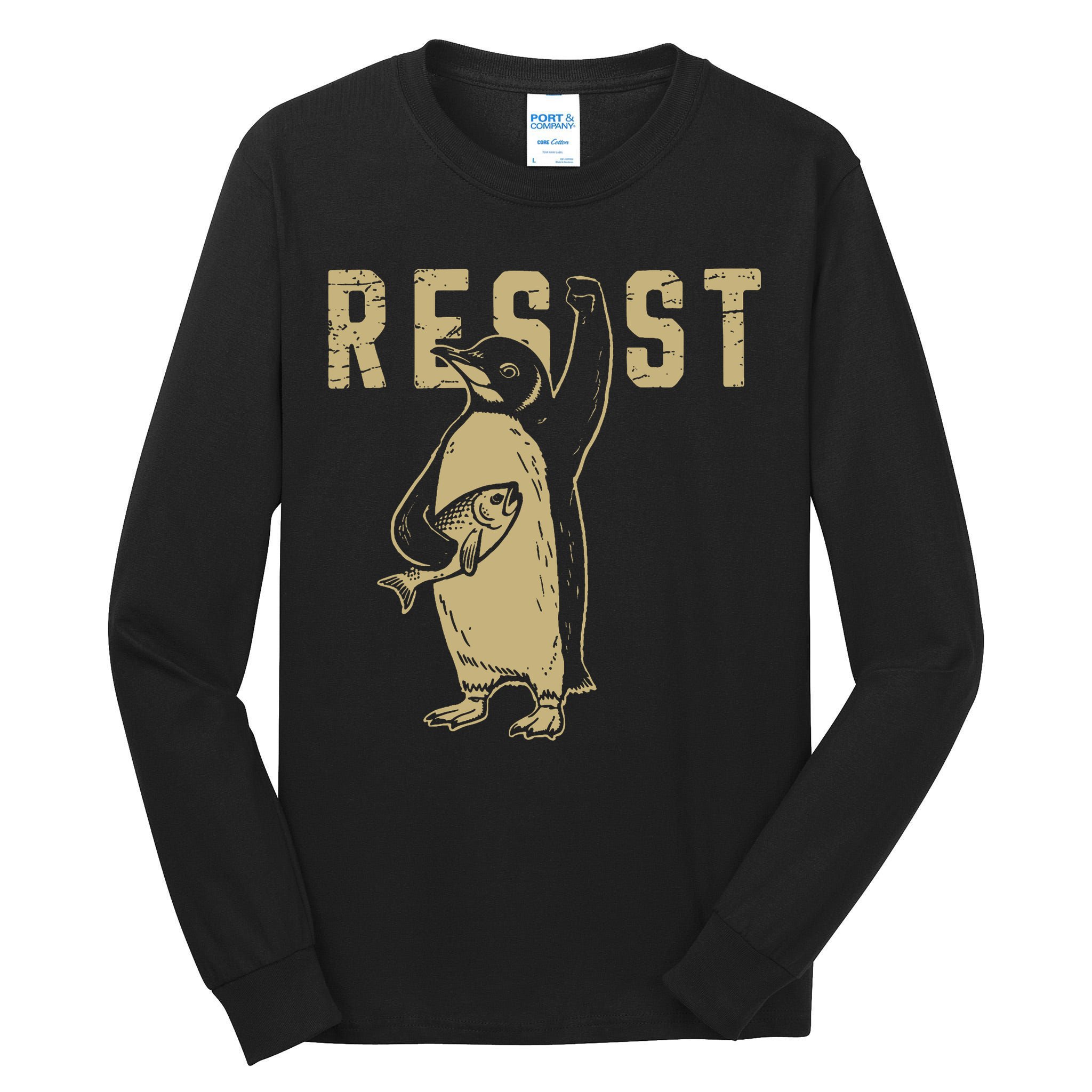 Penguin Flippers Up Resist Funny Penguins Against Trump Tall Long Sleeve T-Shirt